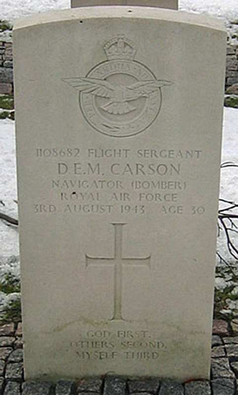 F/Sgt David Ellis Murray Carson<br/><br /><br />died August 3rd, 1943